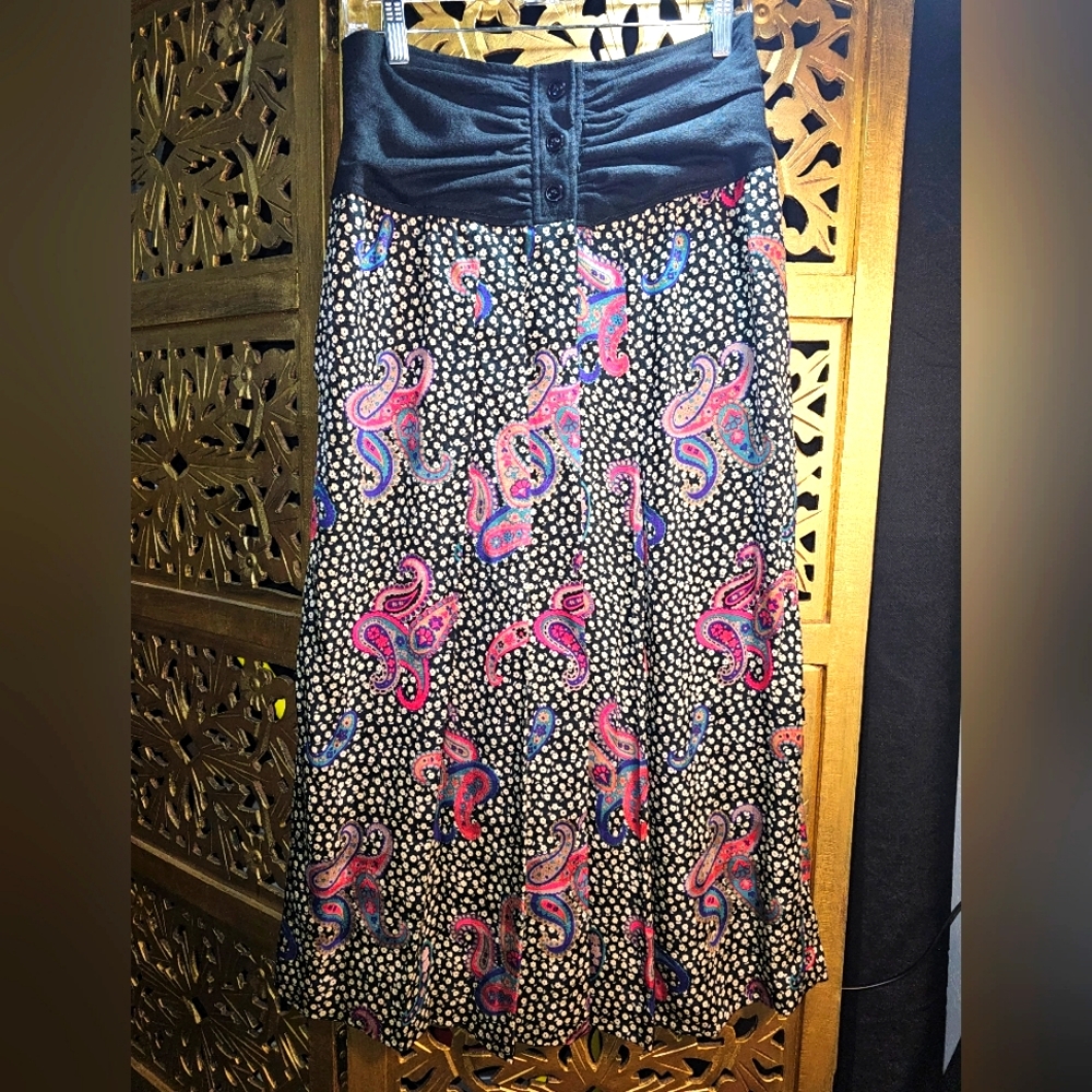 VTG Miss D by Oscar De La Renta Silk Paisley Skirt